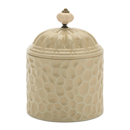Ribbed Metal Canister with Lid 8"H