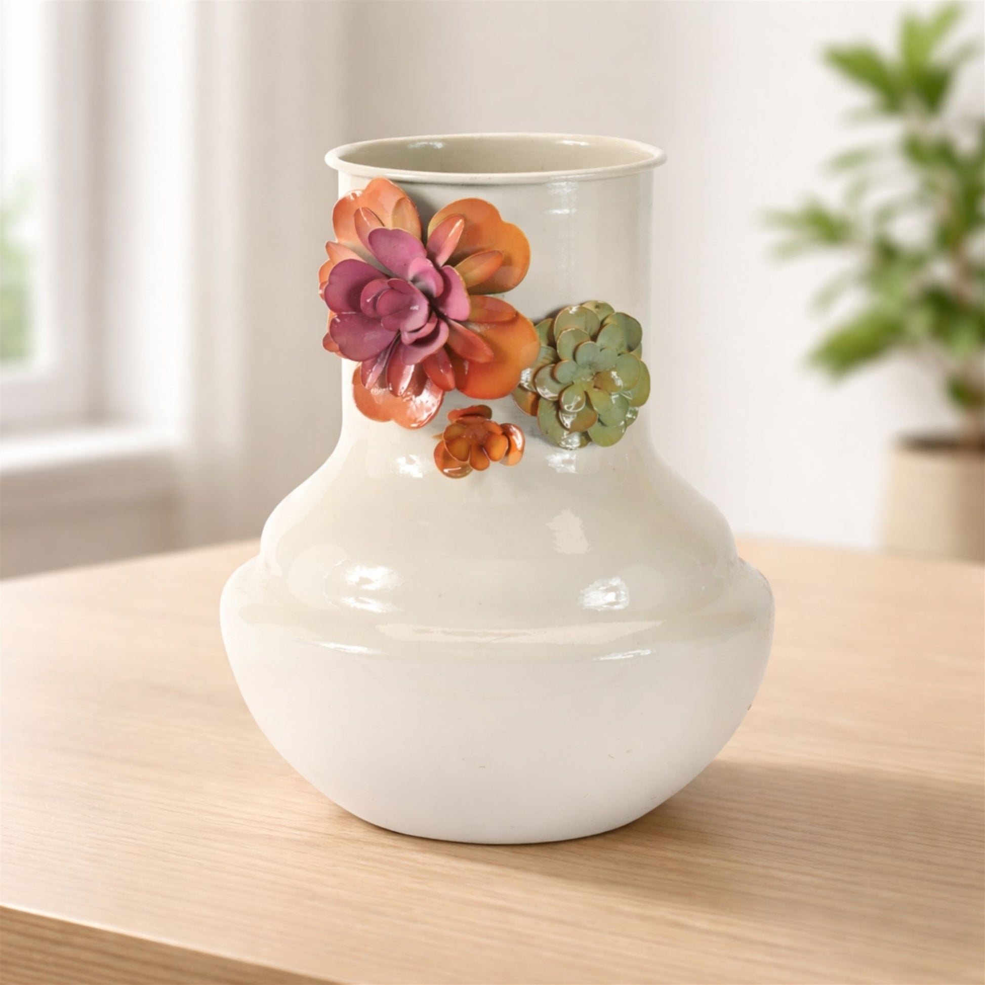 Floral Embossed Metal Vase 8.5"H alternate view 3
