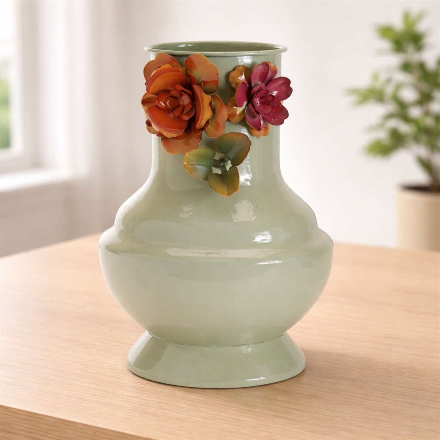 Floral Embossed Metal Vase 9.5"H alternate view 3