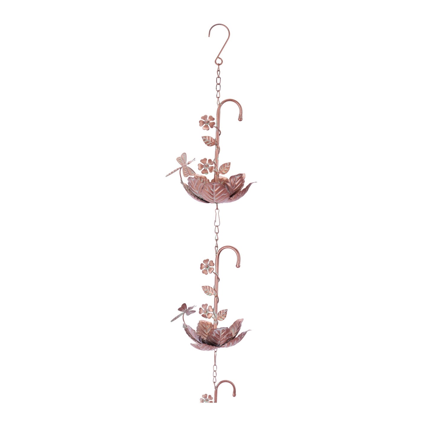 Iron Dragonfly Floral Rain Chain 74"L