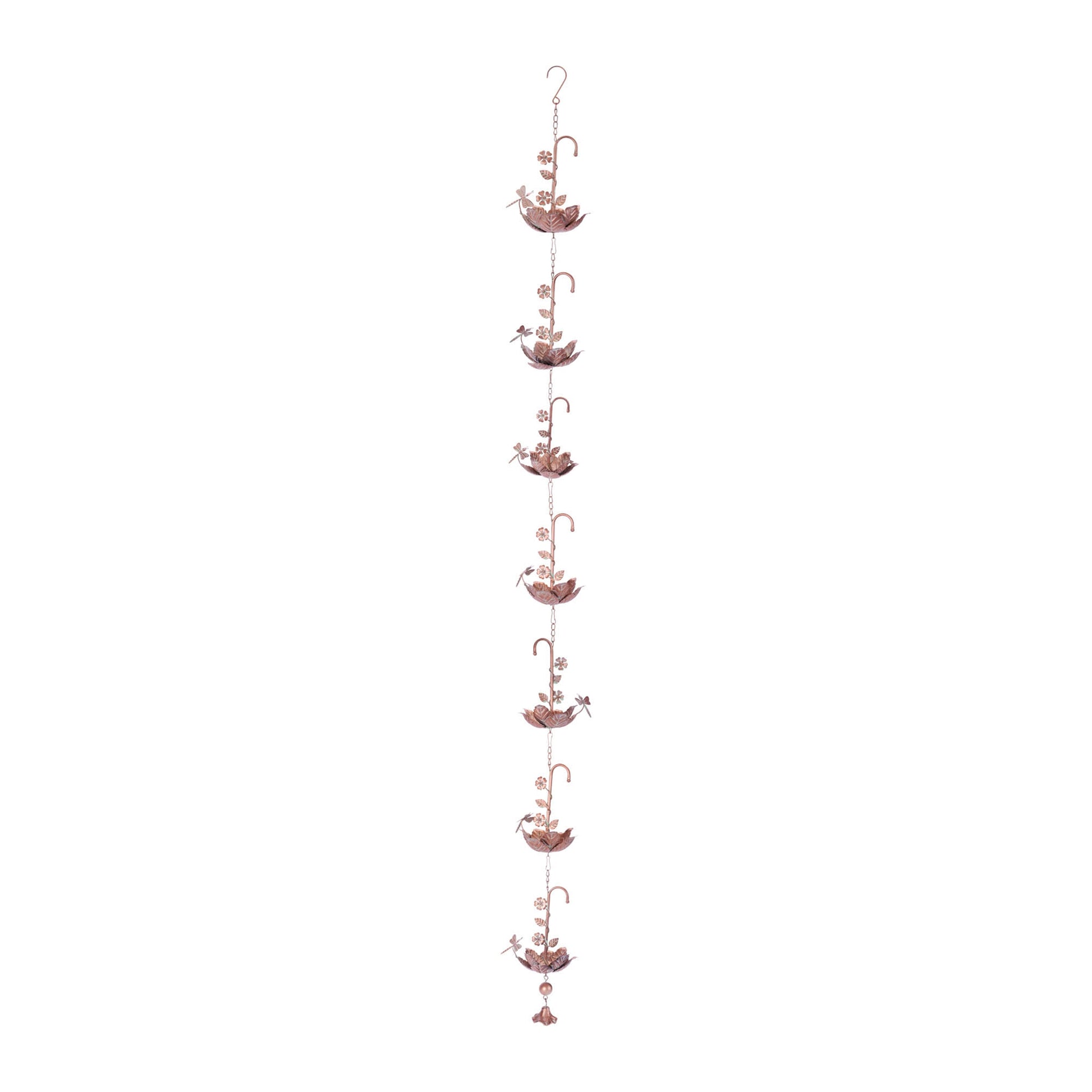 Iron Dragonfly Floral Rain Chain 74"L alternate view 3