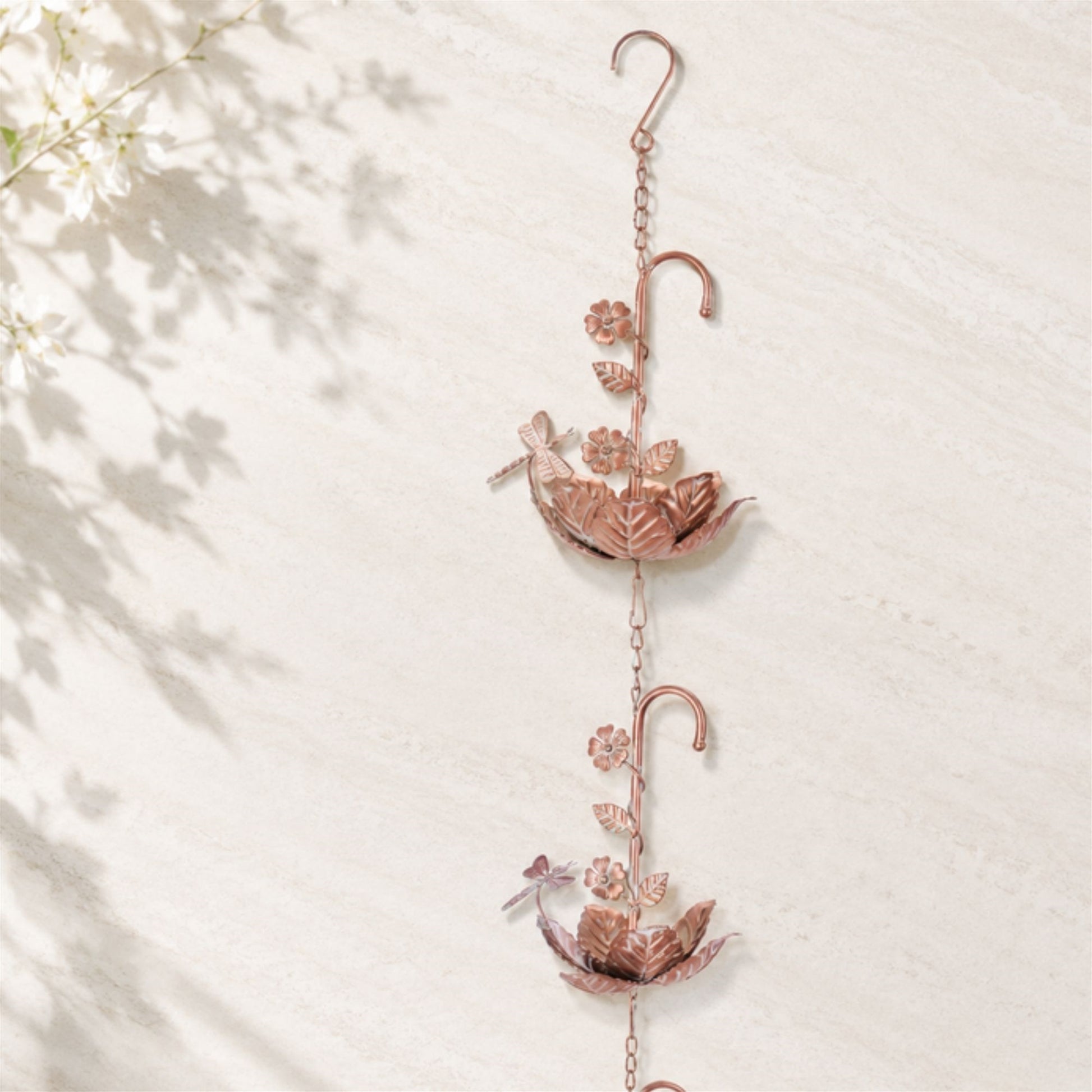 Iron Dragonfly Floral Rain Chain 74"L alternate view 2