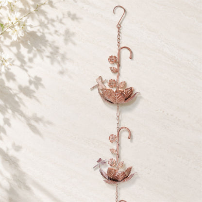 Iron Dragonfly Floral Rain Chain 74"L alternate view 2