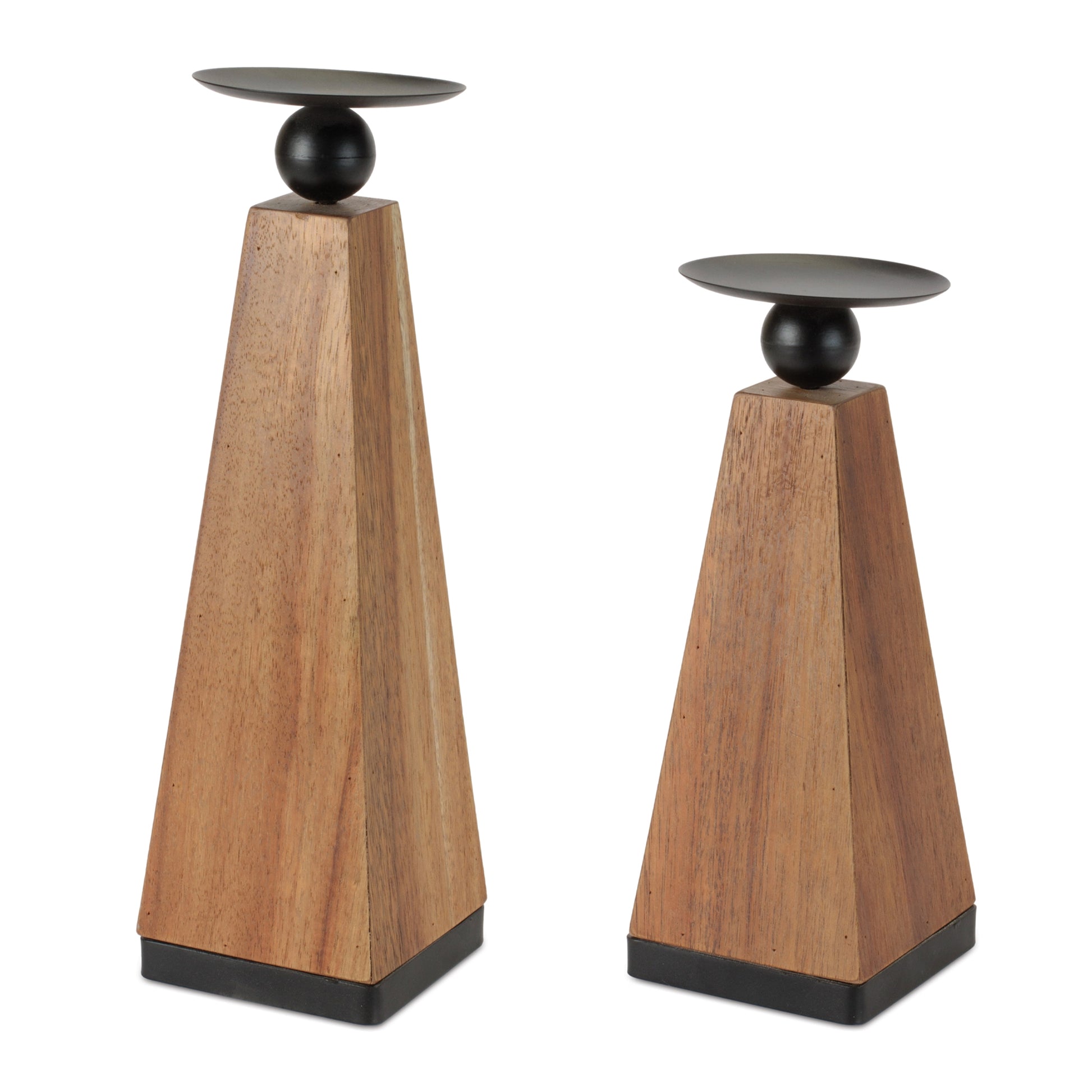Tapered Wood Candle Holder (Set of 2)