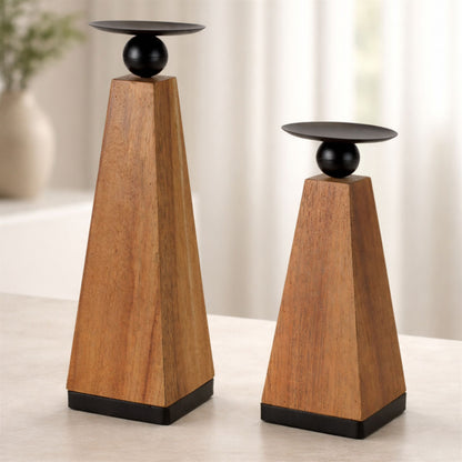 Tapered Wood Candle Holder (Set of 2) alternate view 2