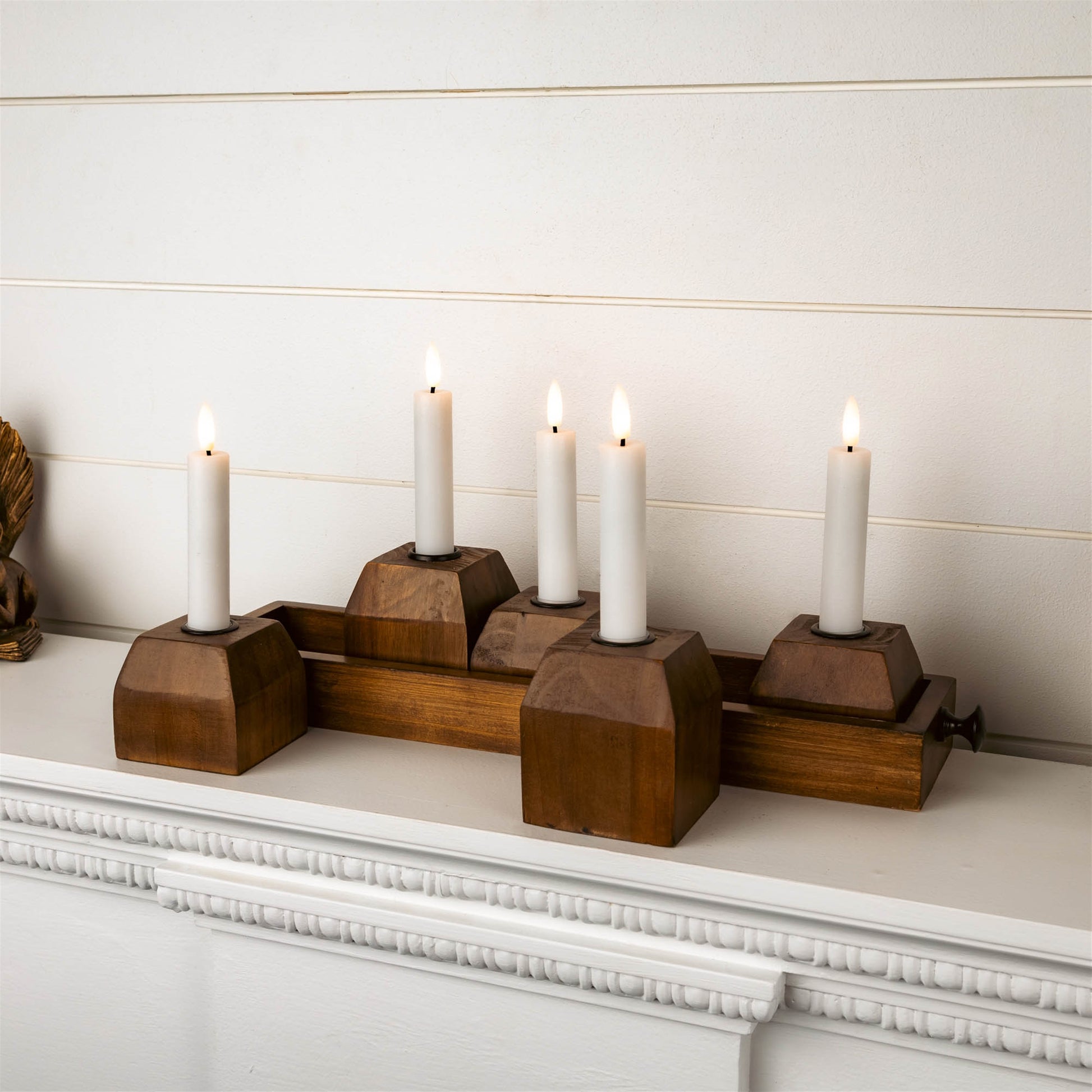 Wooden Drawer Taper Candle Holders 18"L alternate view 2