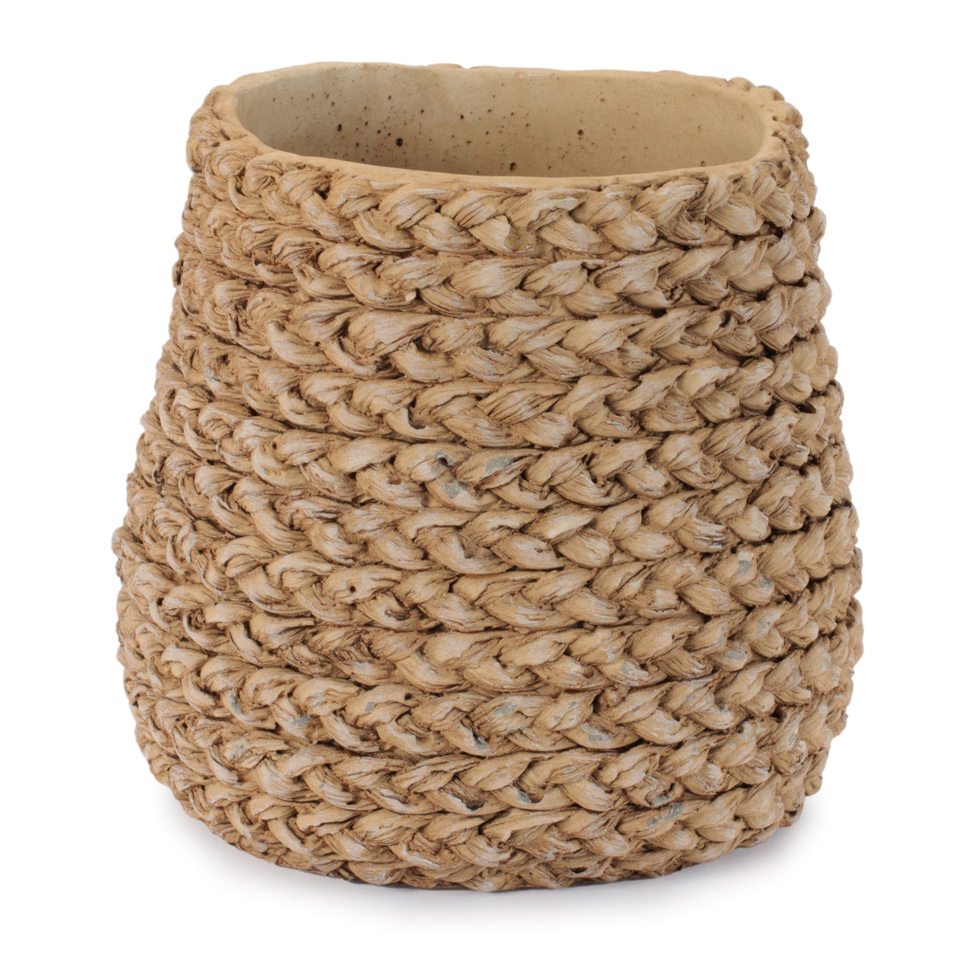 Braided Weave Cement Vase 7"D