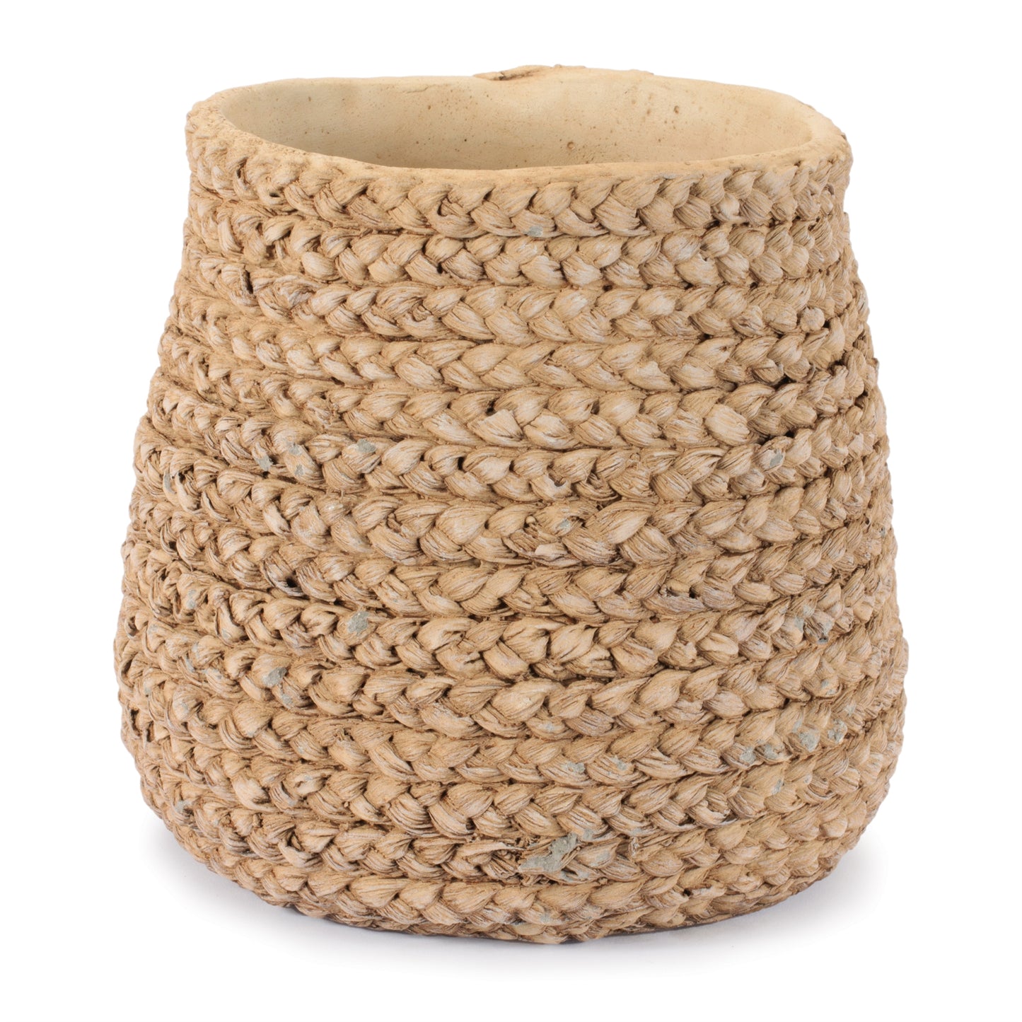 Braided Weave Cement Vase 9"D