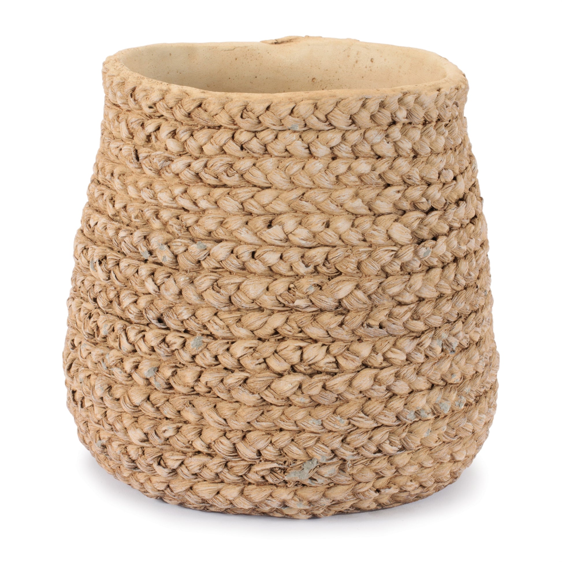 Braided Weave Cement Vase 9"D