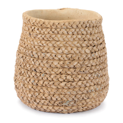 Braided Weave Cement Vase 9"D