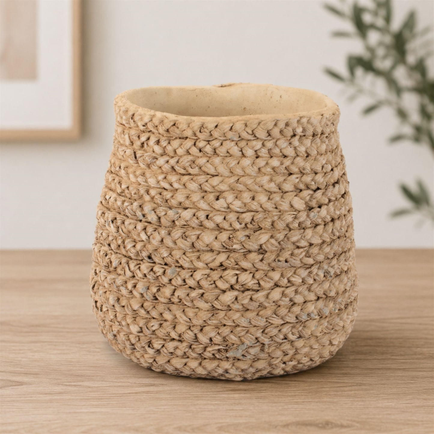 Braided Weave Cement Vase 9"D alternate view 2