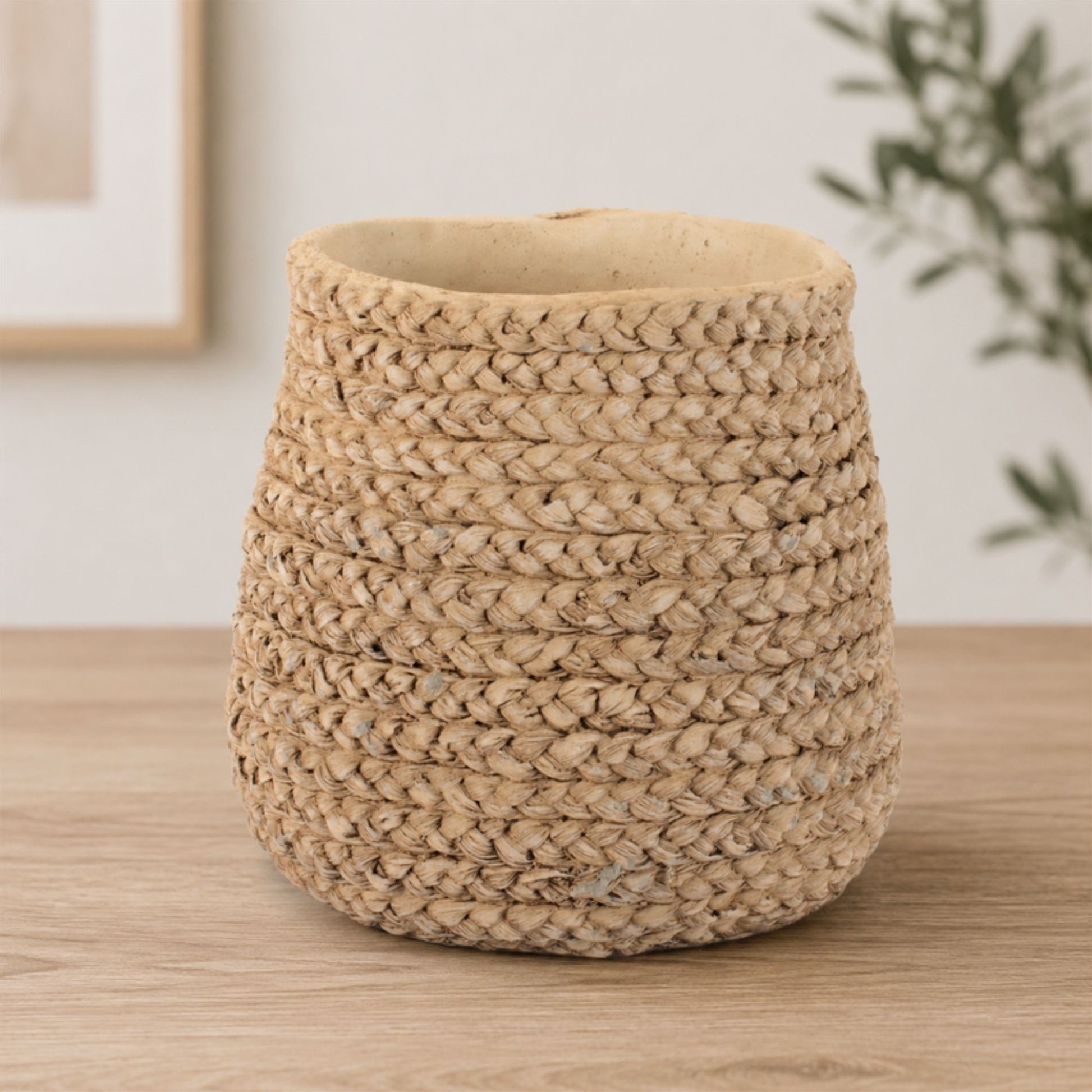 Braided Weave Cement Vase 9"D alternate view 2