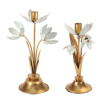 Sculpted Floral Taper Candle Holder (Set of 2)