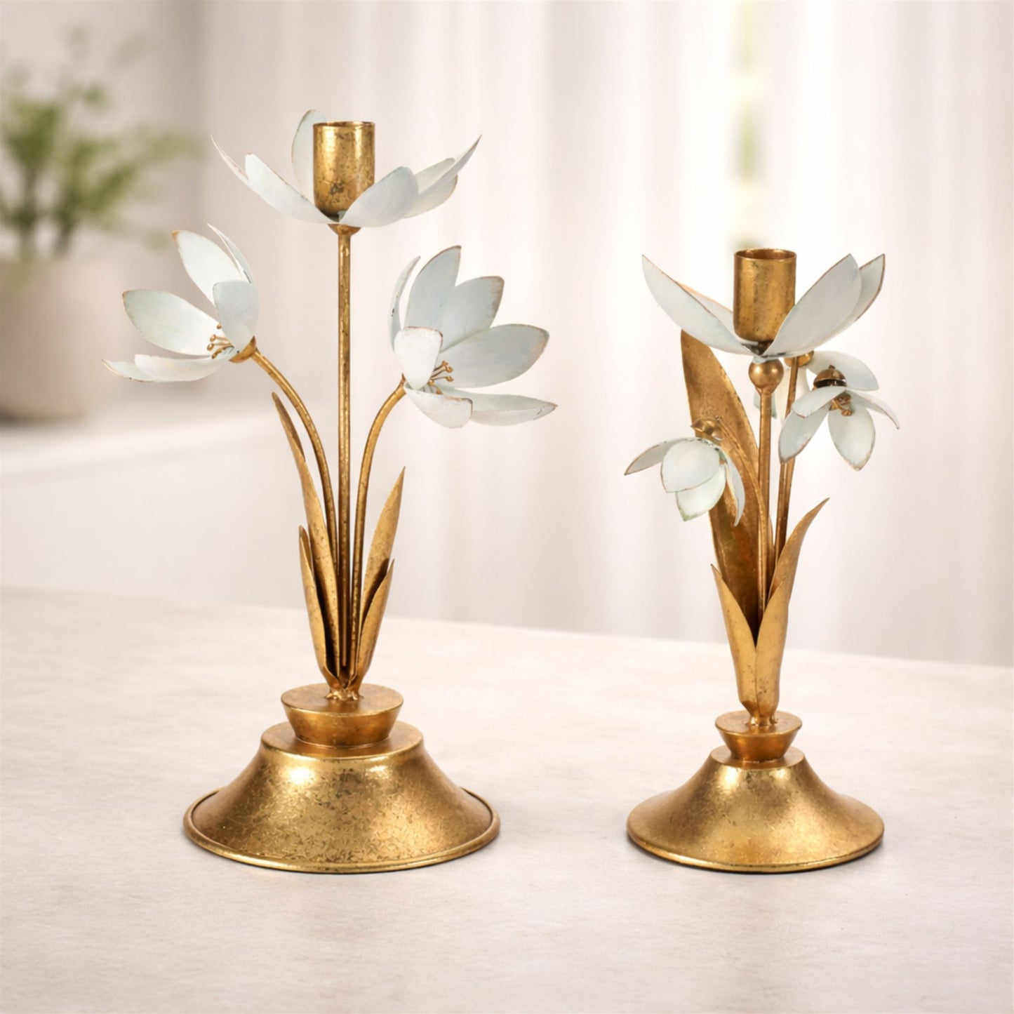 Sculpted Floral Taper Candle Holder (Set of 2) alternate view 3