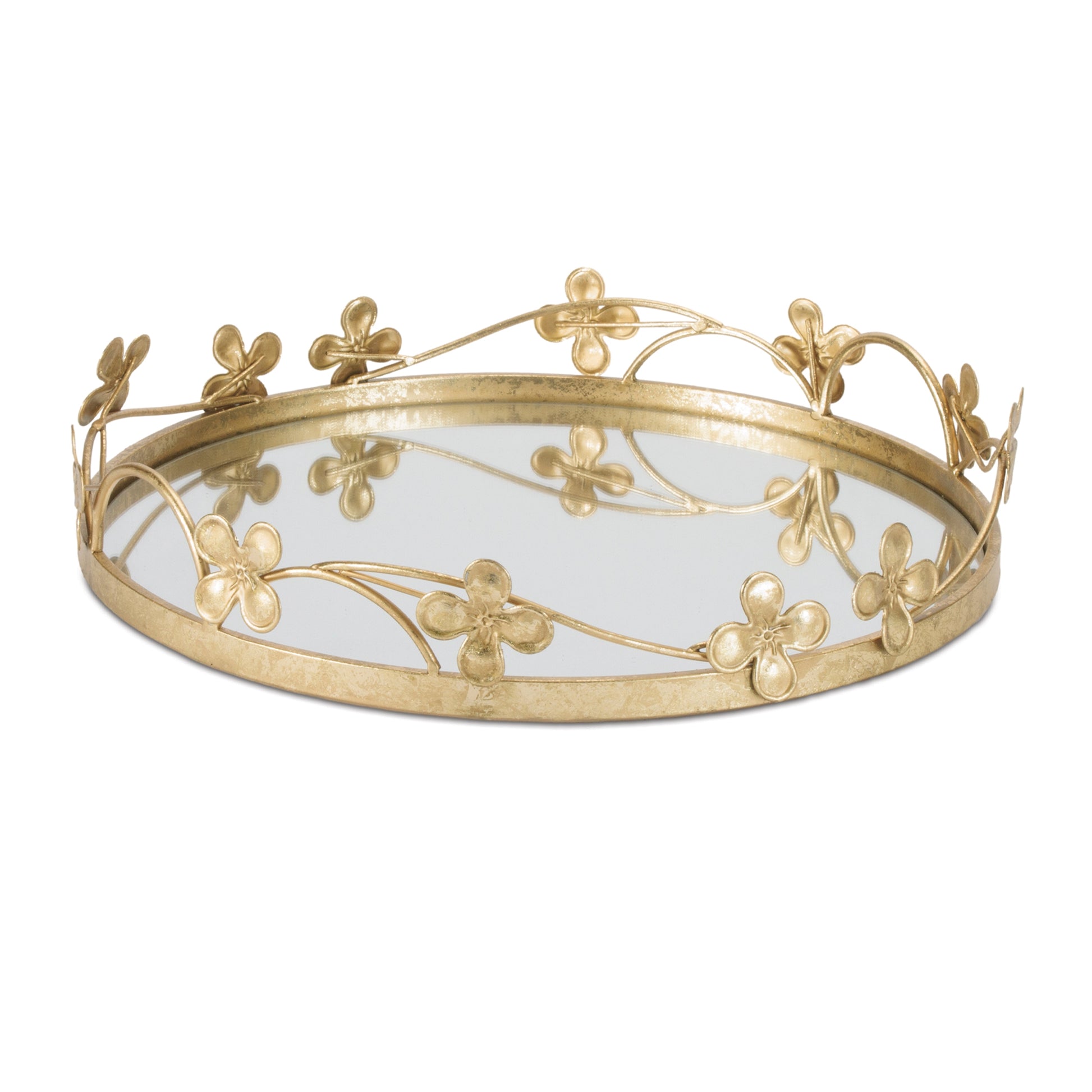 Floral Sculpted Mirror Tray (Set of 2) alternate view 3