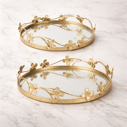 Floral Sculpted Mirror Tray (Set of 2) alternate view 2