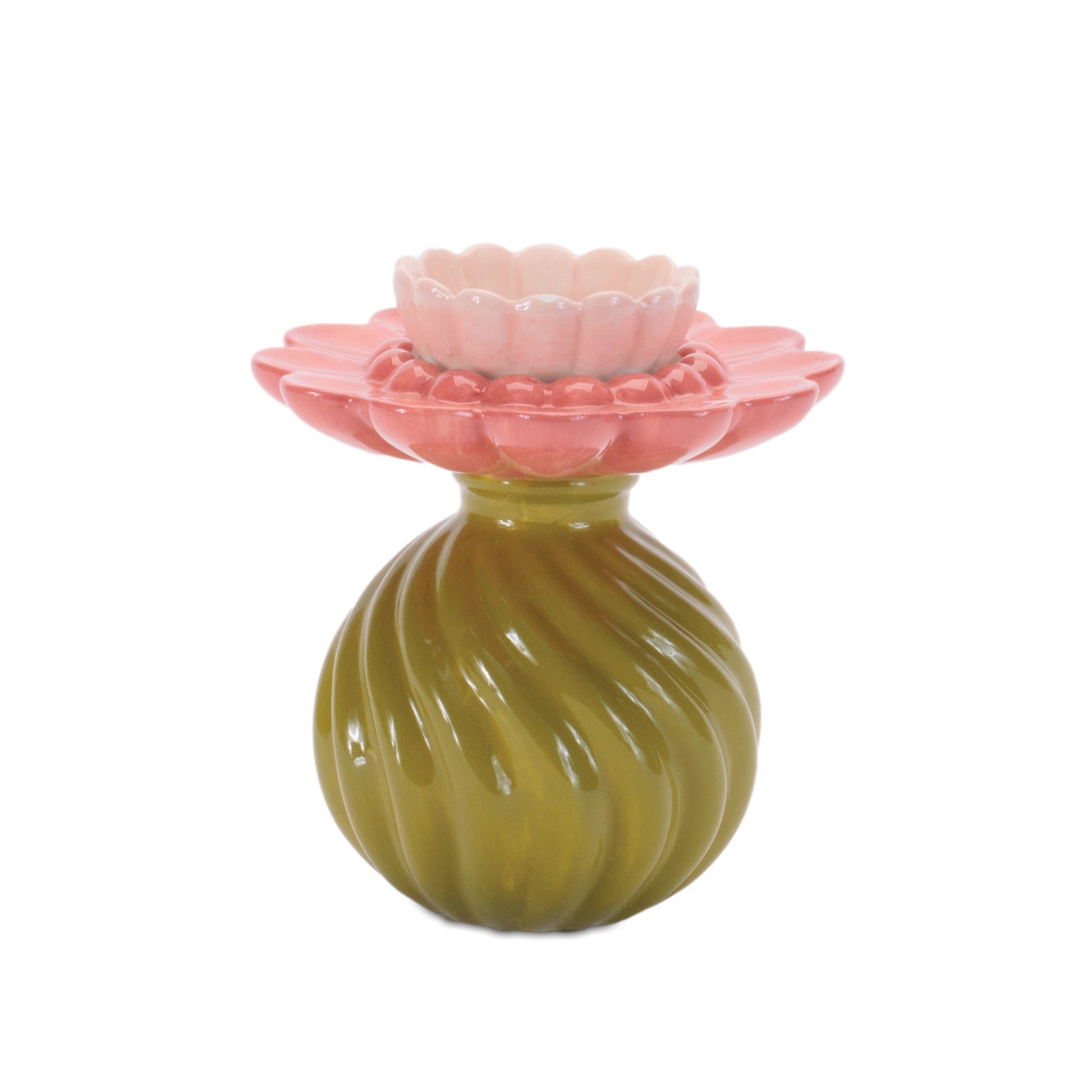 Floral Swirl Dolomite Candle Holder Vase (Set of 2) alternate view 3