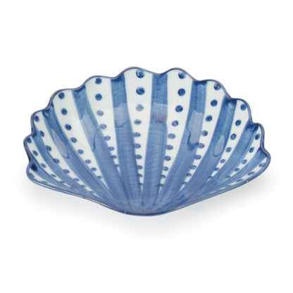 Blue Stripe & Polka Dot Shell Porcelain Plate (Set of 6)