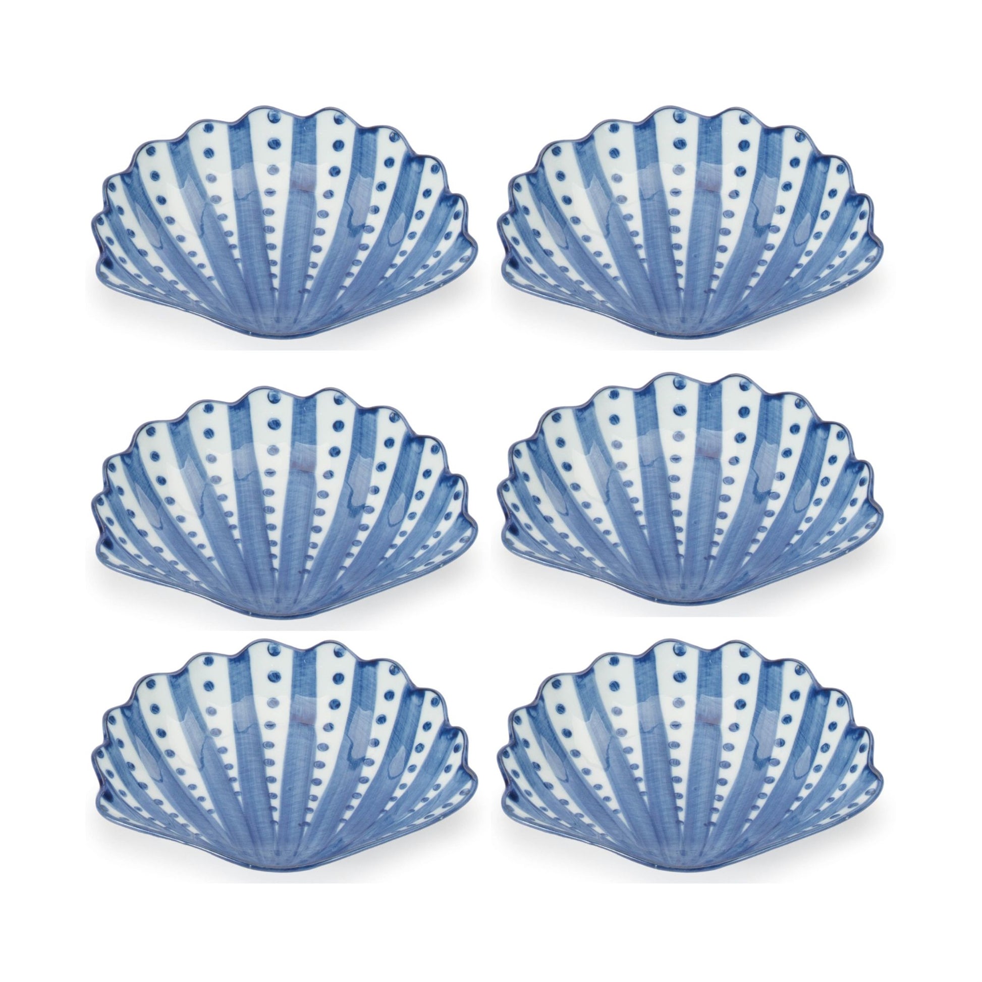 Blue Stripe & Polka Dot Shell Porcelain Plate (Set of 6) alternate view 2