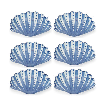 Blue Stripe & Polka Dot Shell Porcelain Plate (Set of 6) alternate view 2