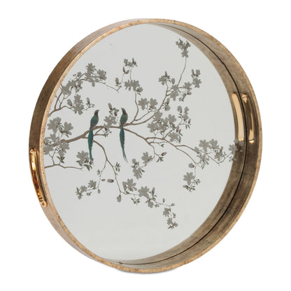 Bird and Floral Etched Mirror Tray (Set of 2) alternate view 3