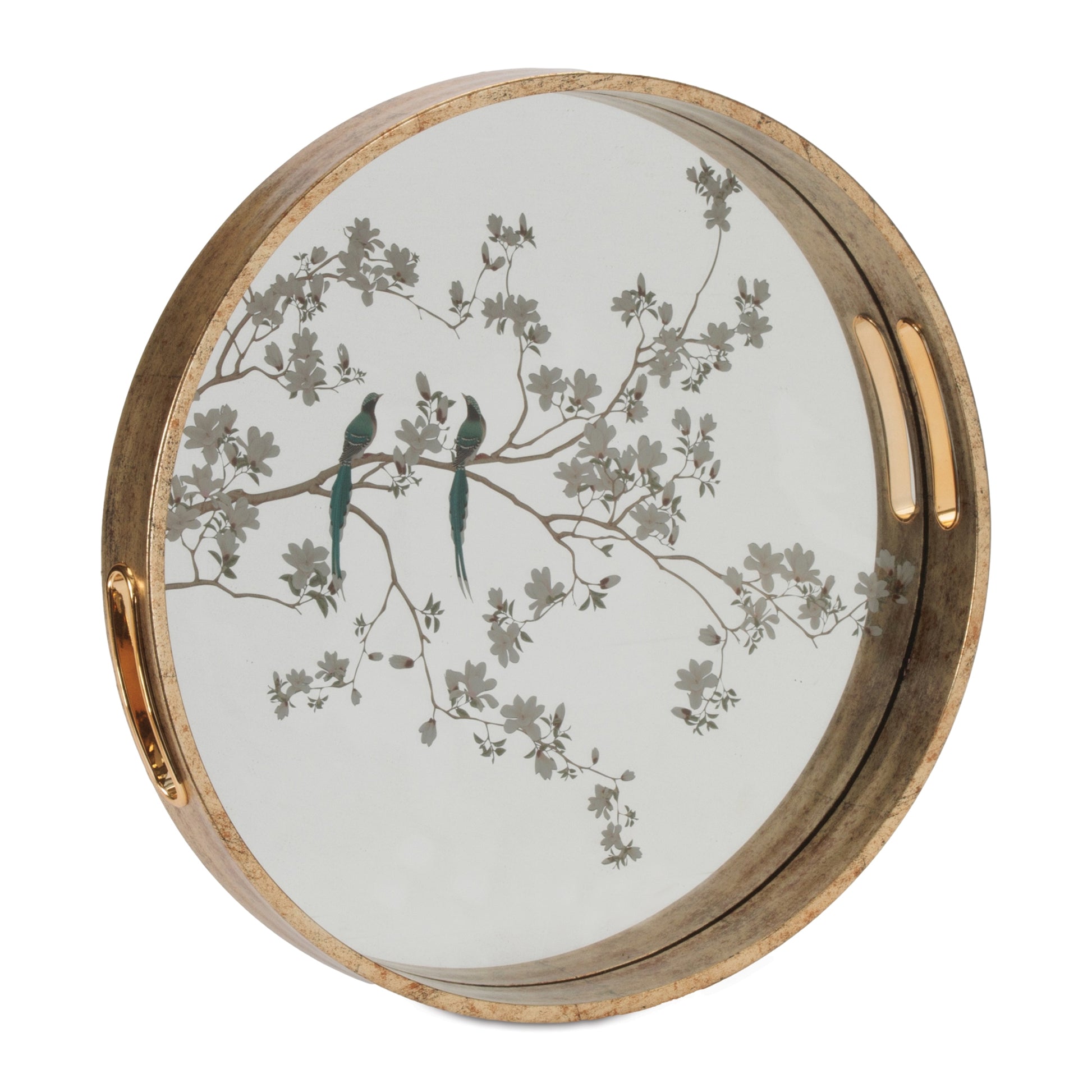 Bird and Floral Etched Mirror Tray (Set of 2) alternate view 4