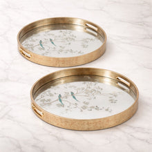 Bird and Floral Etched Mirror Tray (Set of 2) alternate view 2