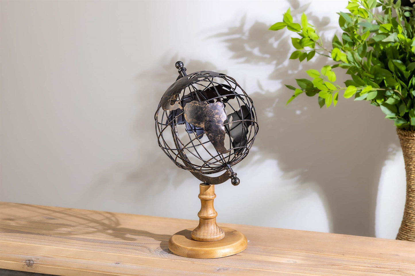 Iron Globe with Natural Wood Base 14.5"H alternate view 3