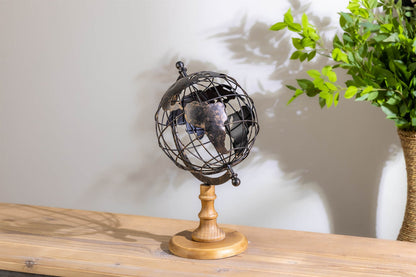 Iron Globe with Natural Wood Base 14.5"H alternate view 3