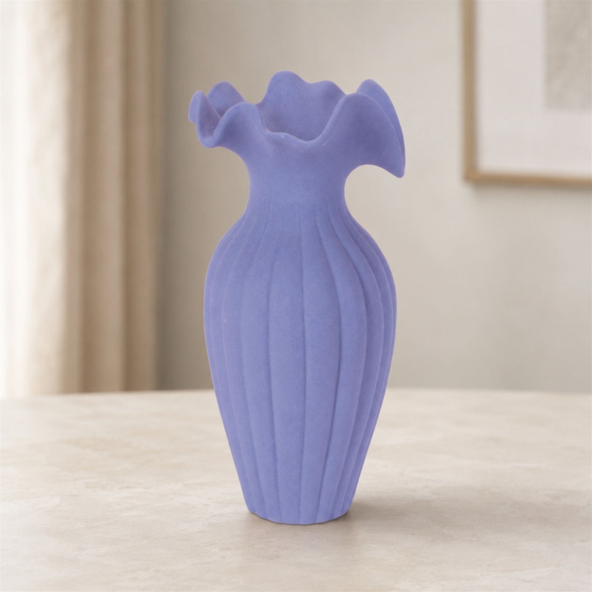Scalloped Ribbed Stoneware Vase 9"H alternate view 2