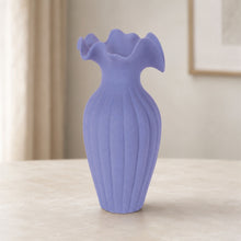 Scalloped Ribbed Stoneware Vase 9"H alternate view 2