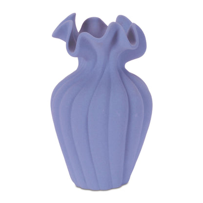 Scalloped Ribbed Stoneware Vase 7.75"H