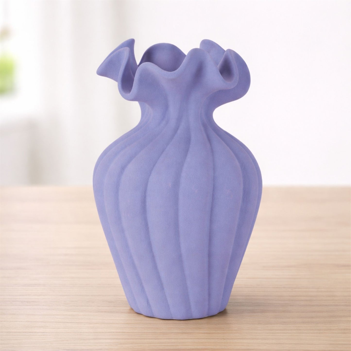 Scalloped Ribbed Stoneware Vase 7.75"H alternate view 2