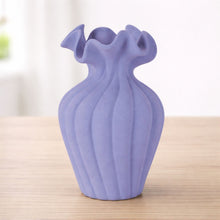 Scalloped Ribbed Stoneware Vase 7.75"H alternate view 2