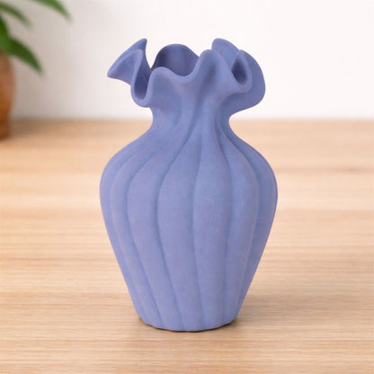 Scalloped Ribbed Stoneware Vase 7.75"H alternate view 3