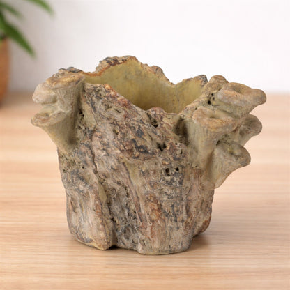 Faux Tree Stump Cement Planter Container 7.25"H alternate view 2