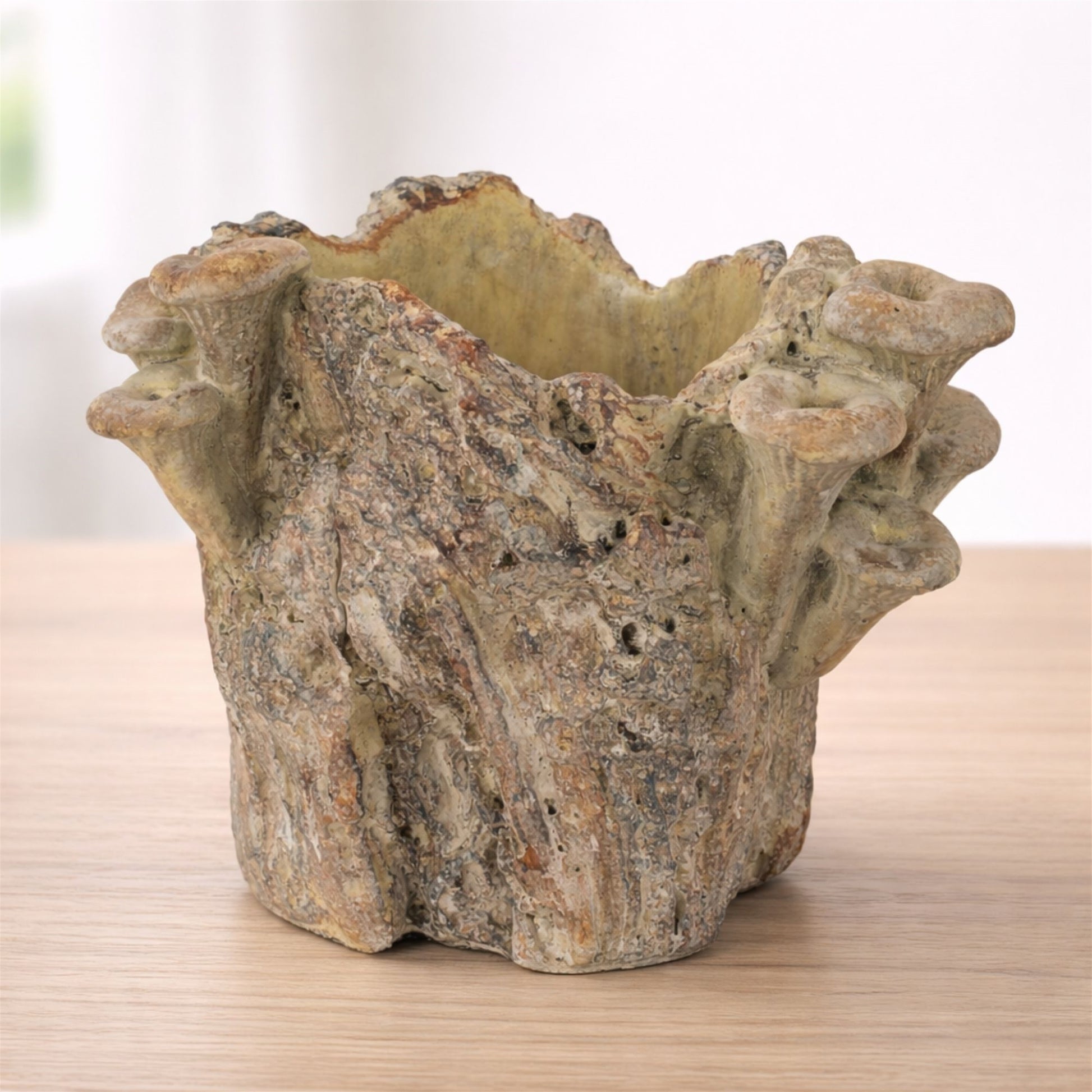 Faux Tree Stump Cement Planter Container 7.25"H alternate view 3