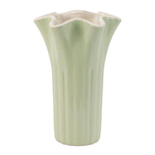 Scalloped Fluted Dolomite Vase 9"H
