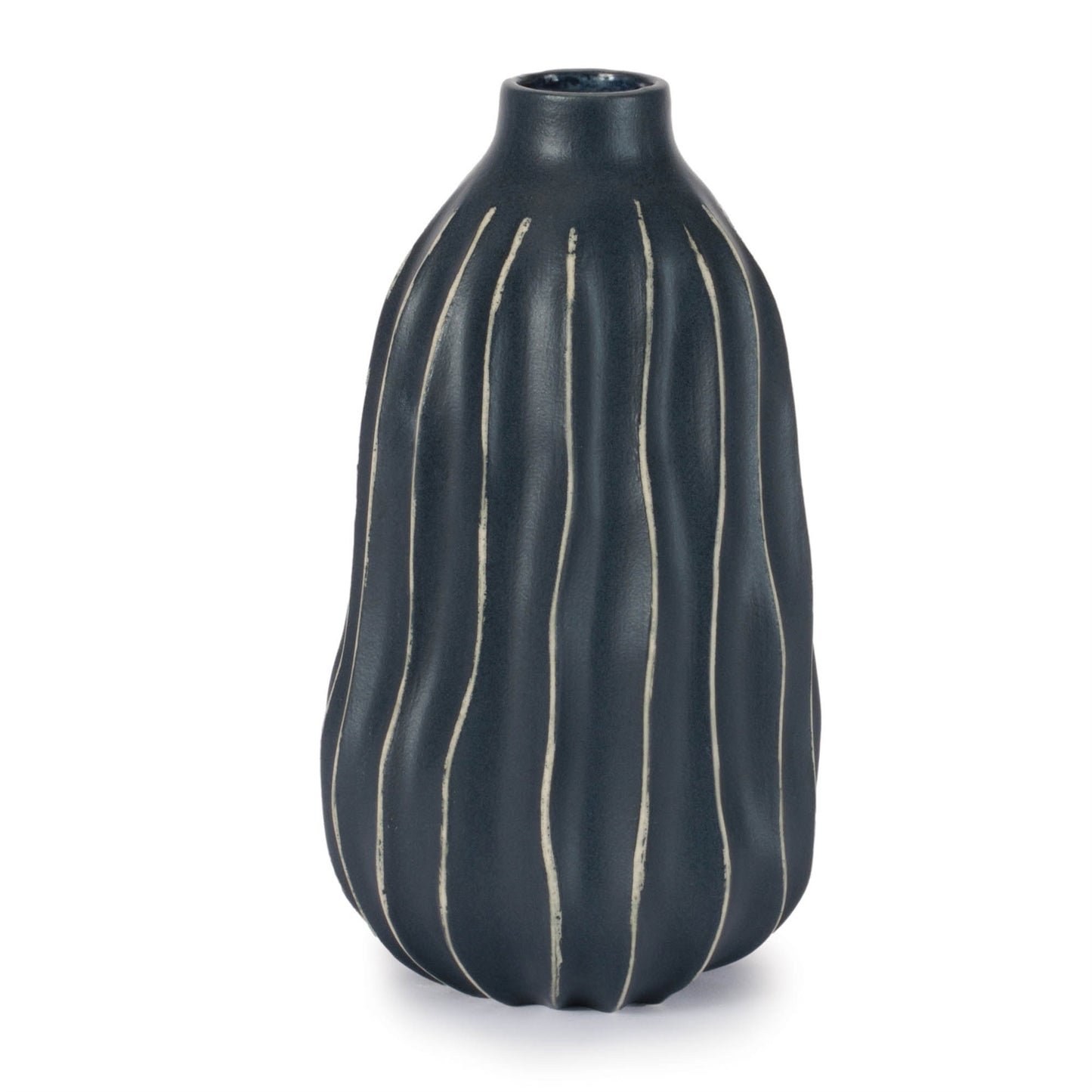 Wavy Ribbed Stoneware Vase 8.5"H alternate view 2