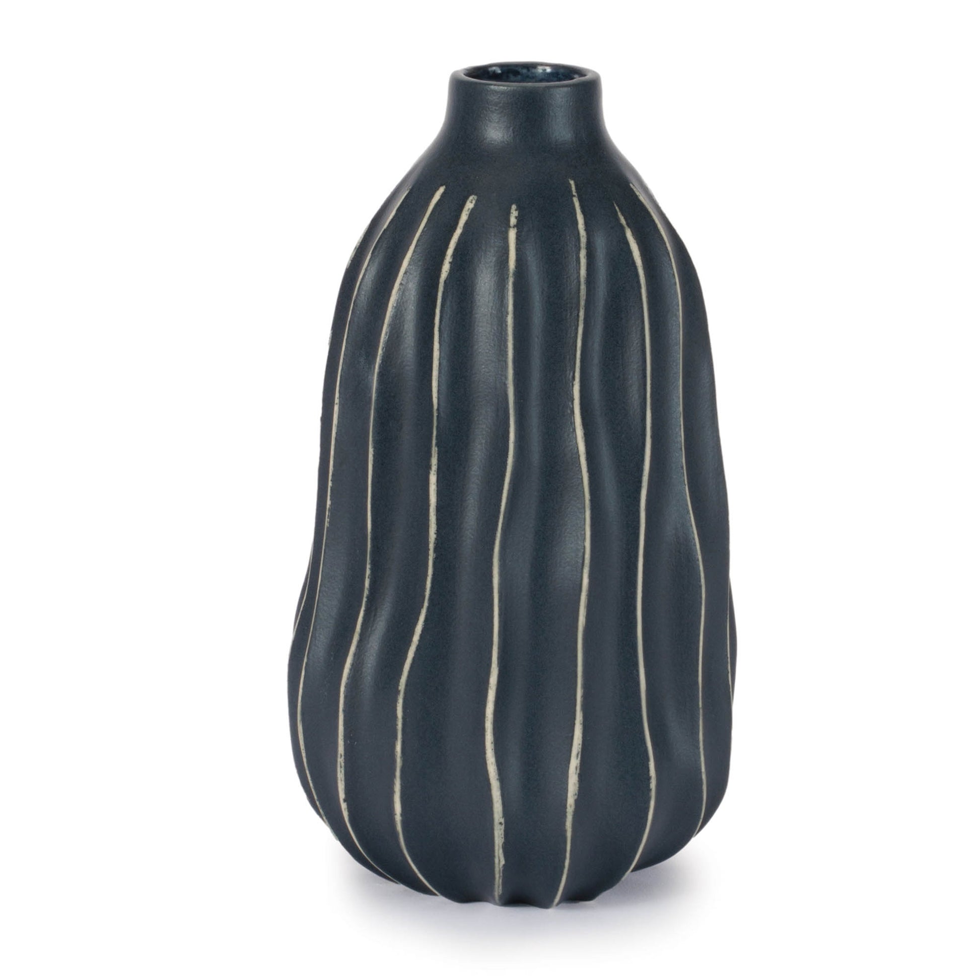 Wavy Ribbed Stoneware Vase 8.5"H alternate view 2