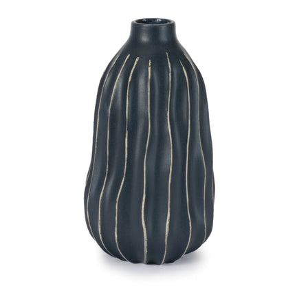 Wavy Ribbed Stoneware Vase 8.5"H alternate view 2