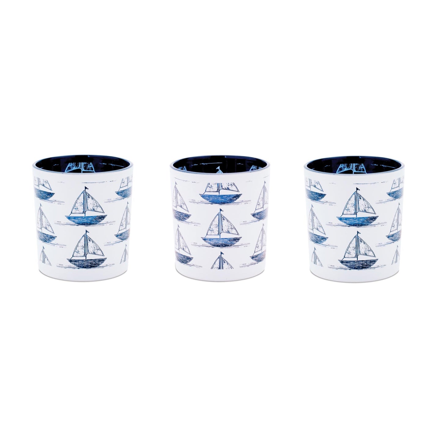 Sailboat Print Votive Holder (Set of 3)