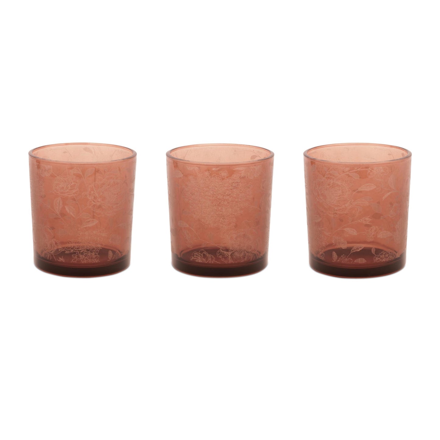 Amber Floral Print Votive Holder (Set of 3)