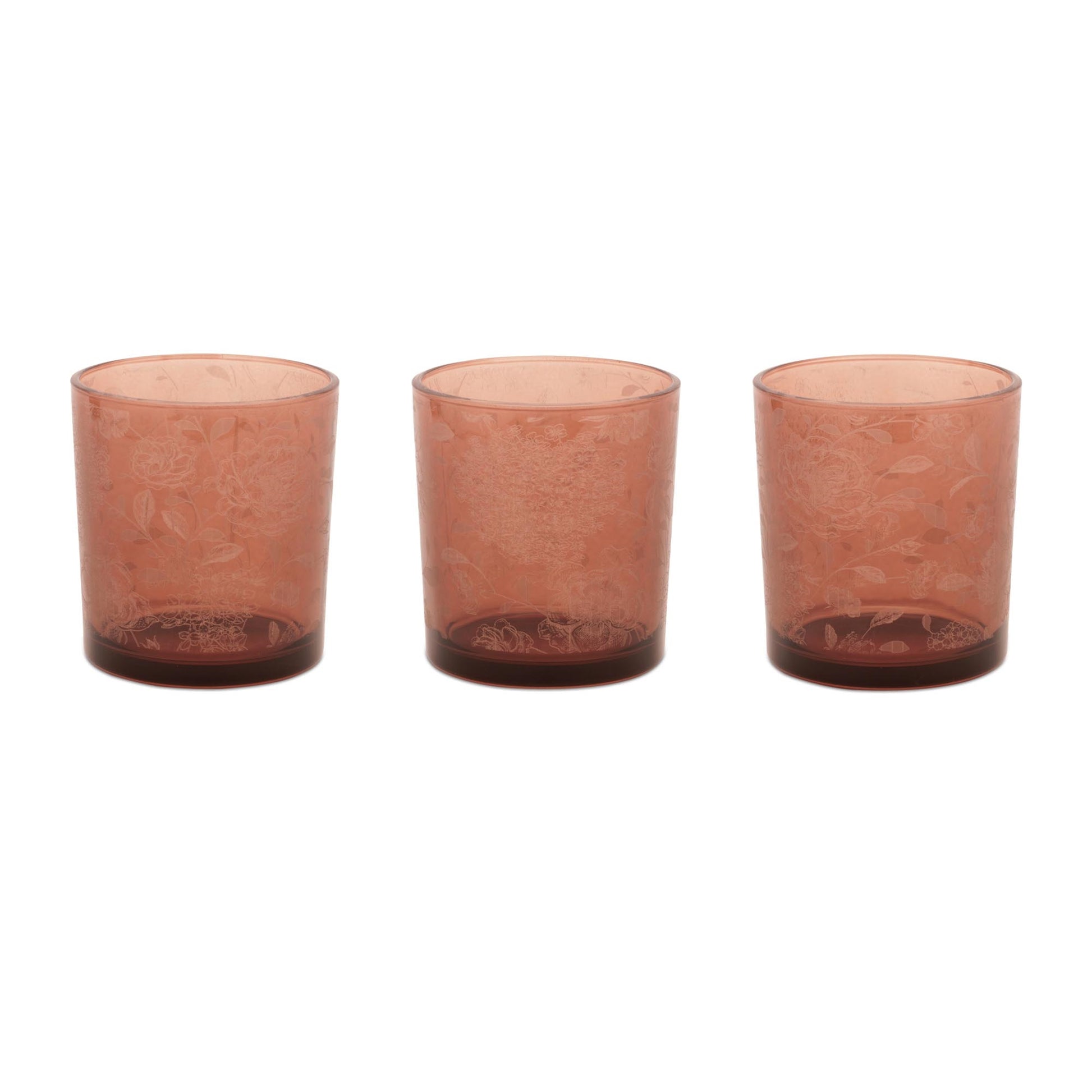 Amber Floral Print Votive Holder (Set of 3)