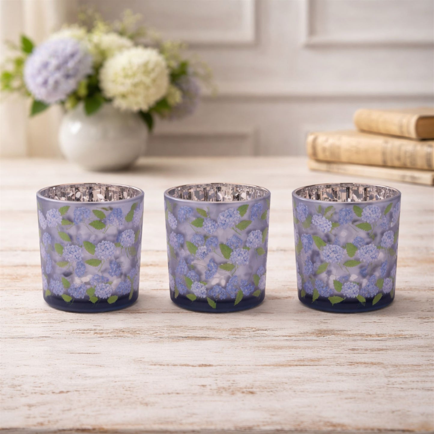 Frosted Hydrangea Print Votive Holder (Set of 3) alternate view 2