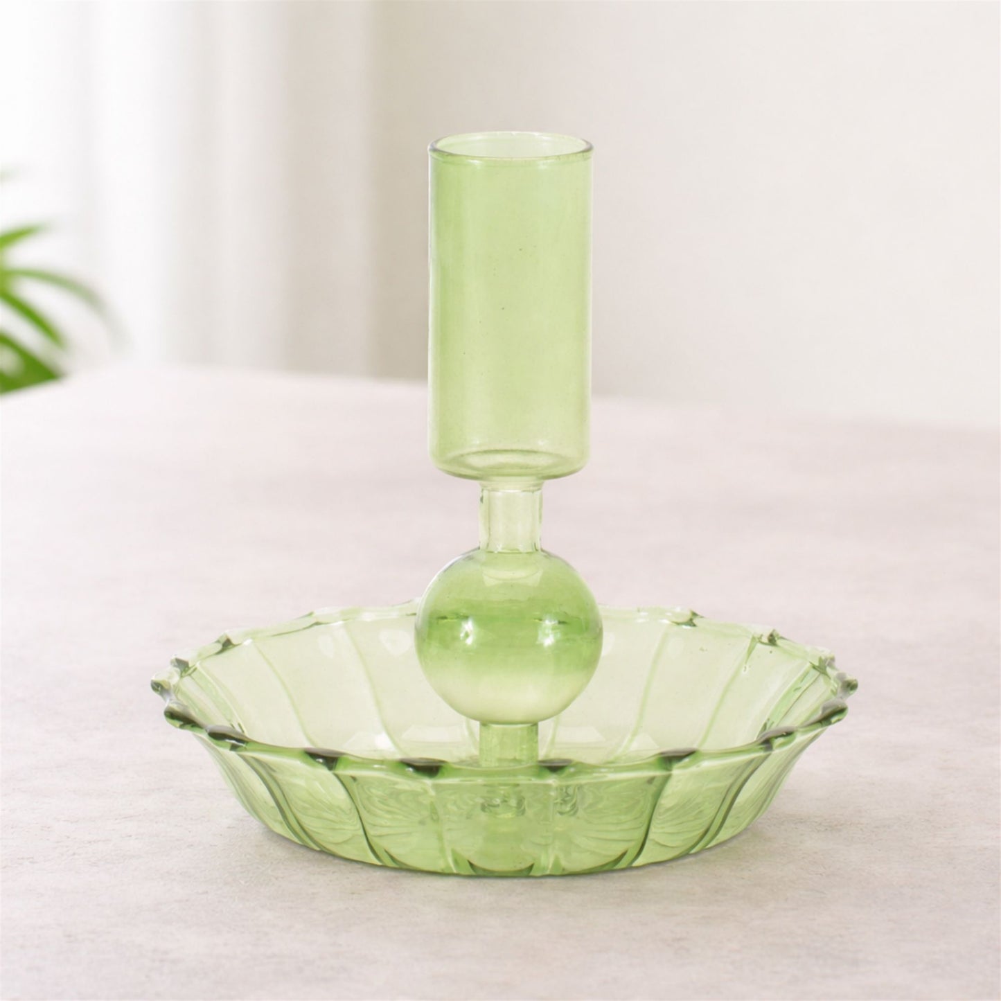 Green Glass Taper Candle Holder (Set of 3) alternate view 2