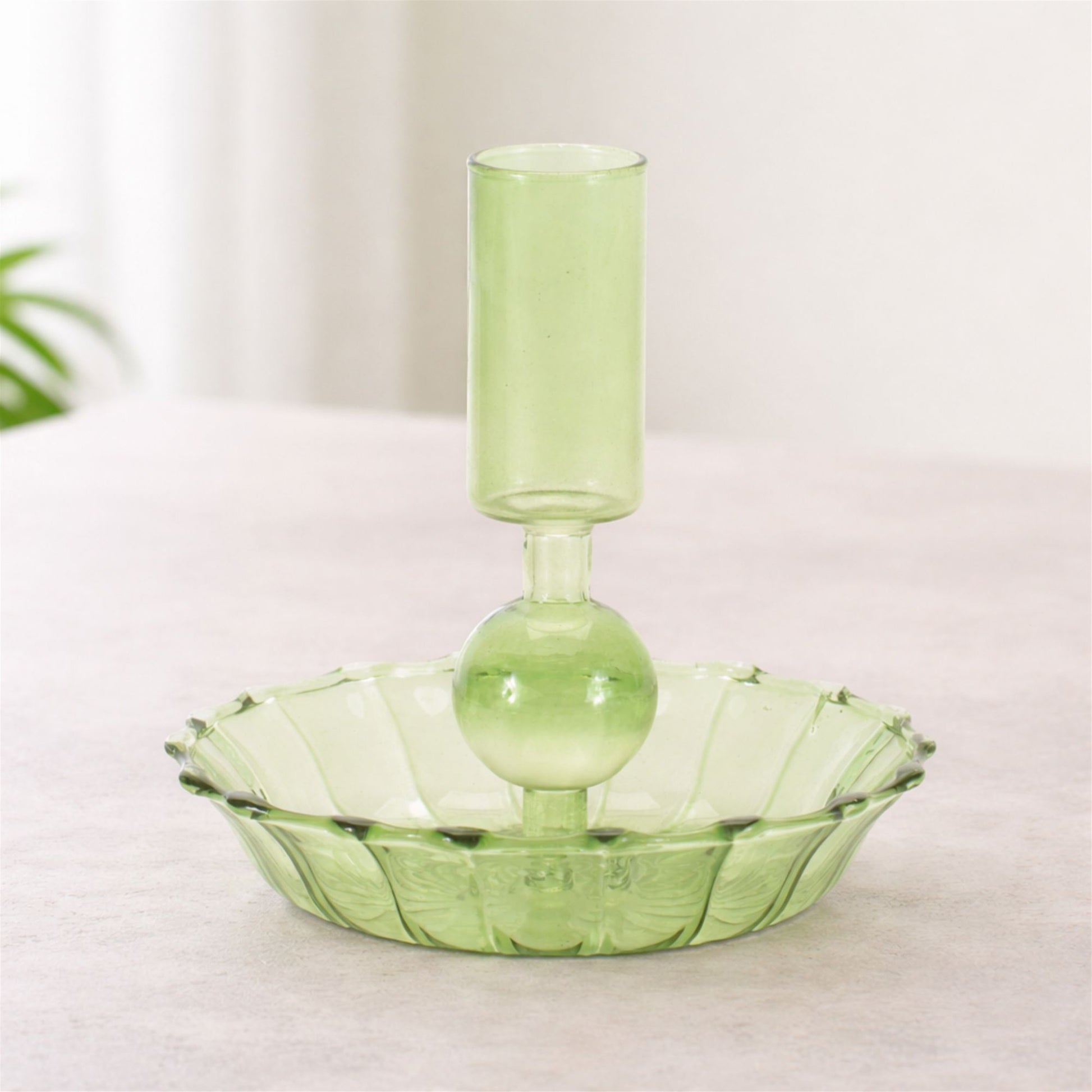 Green Glass Taper Candle Holder (Set of 3) alternate view 2