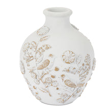 Embossed Bird Floral Vase 7"H