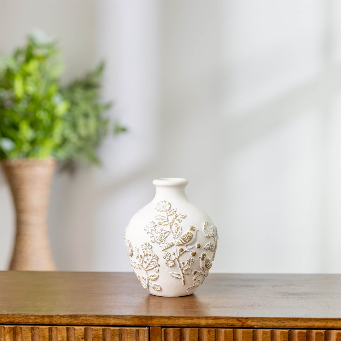 Embossed Bird Floral Vase 7"H alternate view 2