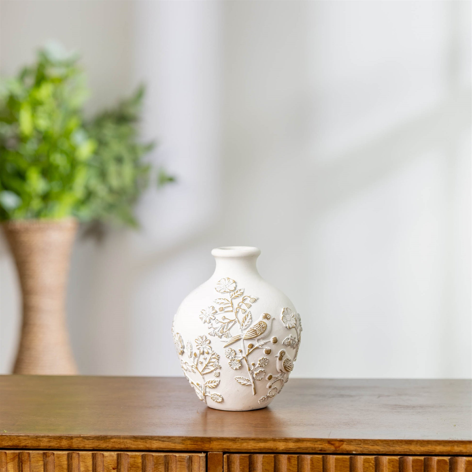 Embossed Bird Floral Vase 7"H alternate view 2